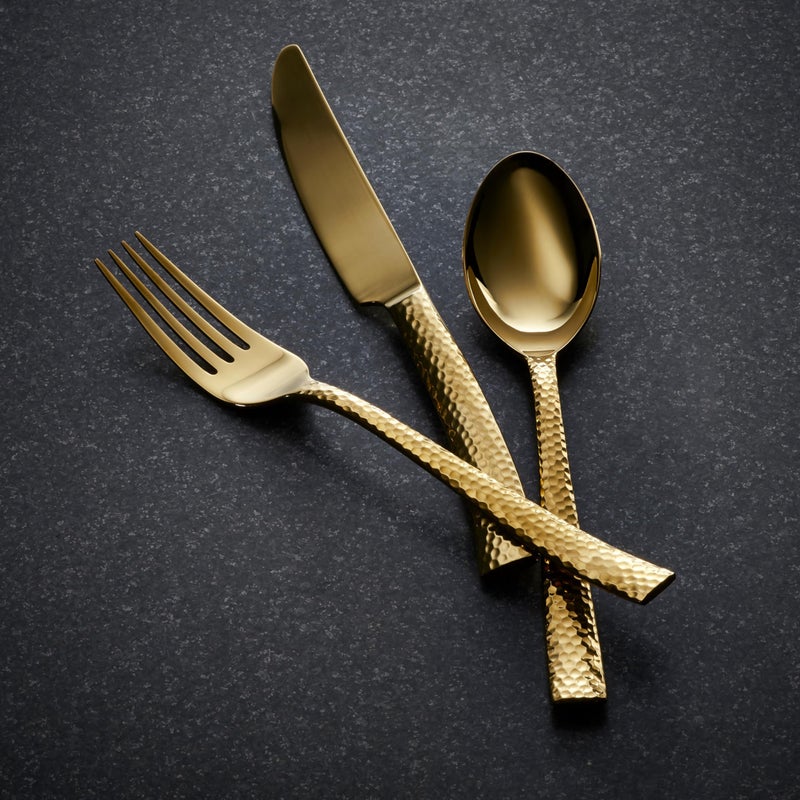 Hampton Forge Paris Hammered , Stainless Steel, 20-Piece Flatware Set, Gold - Image 2